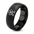 Three of Cups – Tungsten Wedding Band, 8 mm, Black, Gunmetal Comfort-Fit Unisex