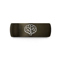 men’s engraved rings present – gunmetal & black tungsten brain wedding band