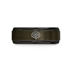 men’s engraved rings present – gunmetal & black tungsten brain wedding band