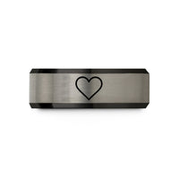tungsten rings for him – black & silver tungsten purple heart wedding band