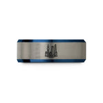 unique presents for him – blue & gray tungsten shanghai wedding band