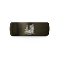 unique presents for him – gunmetal & blue tungsten shanghai wedding band