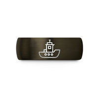 cool presents for guys – gunmetal & blue tungsten tugboat wedding band