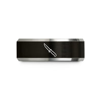 tungsten rings for her – black & gray tungsten fillet knife wedding band