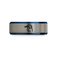 birthday presents for her – black & blue & gray tungsten kingfisher wedding band