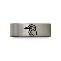 presents for young her – blue & silver tungsten kingfisher wedding band