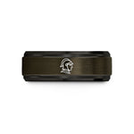 personalized presents for her – gunmetal & black tungsten knight helmet wedding band