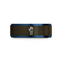 personalized jewelry for her – gunmetal & blue tungsten prosthetic hand wedding band