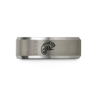 unique presents for wife – black & silver tungsten chameleon curled tail wedding band