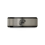 best rings for women – black & silver tungsten chameleon curled tail wedding band