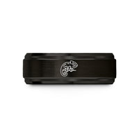 best rings for women – black tungsten chameleon curled tail wedding band