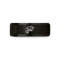 special present ideas her – black tungsten chameleon curled tail wedding band