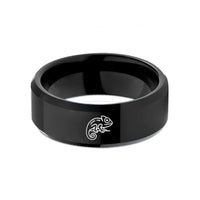 wife birthday ring present – black tungsten chameleon curled tail wedding band