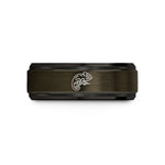 wife birthday ring present – gunmetal & black tungsten chameleon curled tail wedding band