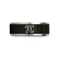 custom tungsten rings men – black & silver tungsten pi symbol wedding band