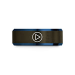 engraved jewelry for her – gunmetal & blue tungsten play icon wedding band