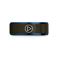 engraved jewelry for her – gunmetal & blue tungsten play icon wedding band