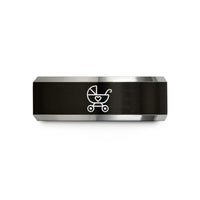 unique presents for her – black & grey tungsten stroller heart wedding band