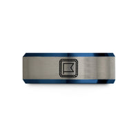 unique couple present ideas – black & blue & silver tungsten signal flag rope wedding band
