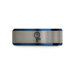 anniversary gift for her – black & blue & gray tungsten beach tennis wedding band
