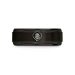 unique mom jewelry gifts – black & rose gold tungsten floral heart rose wedding band