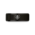personalized jewelry for her – black tungsten floral heart rose wedding band