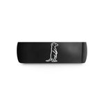 custom engraved ring men – black tungsten meerkat standing alert wedding band