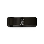 custom engraved ring men – black tungsten meerkat standing alert wedding band