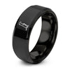 Meerkat Standing Alert – Tungsten Wedding Band, 8 mm, Black Comfort-Fit Unisex