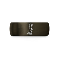 lasting gift for mom – gunmetal & black tungsten meerkat standing alert wedding band