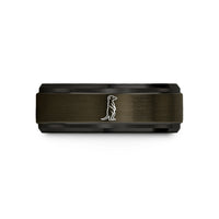 lasting gift for mom – gunmetal & black tungsten meerkat standing alert wedding band