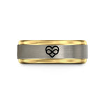 engraved rings for her – black & gold & grey tungsten heart infinity wedding band