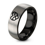 25th Anniversary Ring Set – black & gray tungsten heart infinity ring