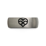 tungsten wedding bands set – black & gray tungsten heart infinity wedding band