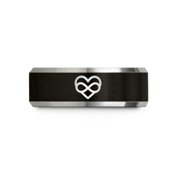 engraved rings for her – black & gray tungsten heart infinity wedding band