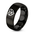 Heart Infinity – Tungsten Wedding Band, 8 mm, Black Comfort-Fit Unisex