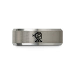 matching rings for couples – black & grey tungsten laser level wedding band