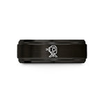 engraved rings for couples – black tungsten laser level wedding band