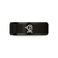 anniversary rings for couples – black tungsten laser level wedding band