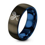 25th Anniversary Ring Set – gunmetal & blue tungsten squash racquets ring