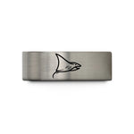 tungsten rings for men – blue & silver tungsten manta ray wedding band