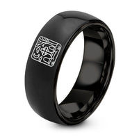 25th Birthday Gifts for Her – black tungsten graveyard scene ring