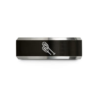 unique presents for women – black & gray tungsten paddle blades wedding band