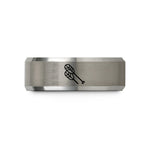 engraved jewelry for her – black & grey tungsten paddle blades wedding band