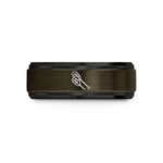custom rings for women – gunmetal & black tungsten paddle blades wedding band