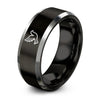 Dove – Tungsten Wedding Band, 8 mm, Black, Silver Comfort-Fit Unisex