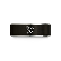 engraved rings for couples – black & gray tungsten dove wedding band