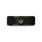 men's silver wedding bands – black & rose gold tungsten pumpkin witch hat wedding band