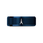 personalized rings for men – blue tungsten tokyo tower wedding band