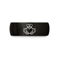tungsten wedding bands men – black & rose gold tungsten claddagh symbol wedding band